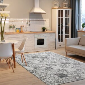 Covor Beenom cu model mandale gri-alb 1013-122