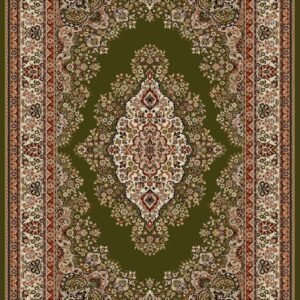 Covor verde floral cu medalion 1524