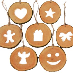 Set decoratiuni de craciun cu motive din felii de lemn New Way Decor - 24 bucati