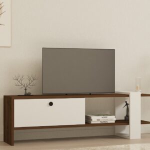 Comoda TV Gaye - Walnut, White 120 X 36.8 X 25