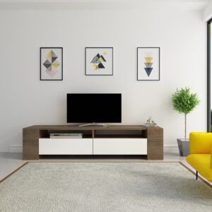 Comoda TV Sosruko - Walnut, White 155 X 35 X 35