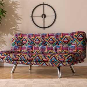 Canapea Multicolora Extensibila cu 3 Locuri Misa Small Sofabed - Patchwork
