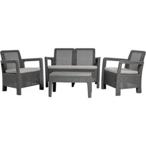 Set mobilier gradina graphite, 2 fotolii, canapea, masuta