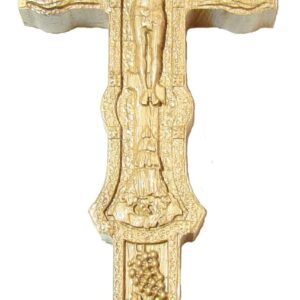 Cruce Binecuvantare sculptata, lemn masiv, stejar, dimensiuni 22.5x9.5 cm