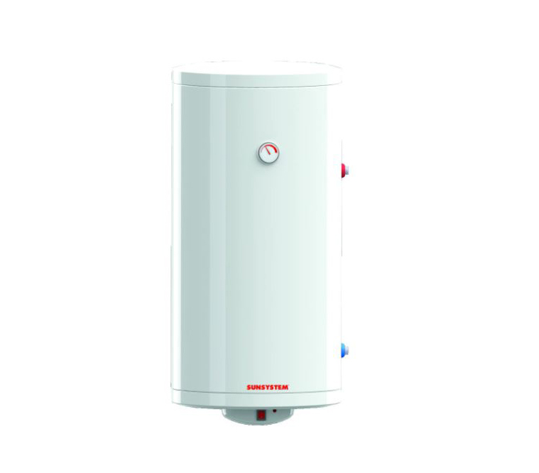 Boiler termoelectric Sunsystem BB NL2 200 V S1 3KW cu o serpentina, 200 litri, putere serpentina 15 kw, putere electrica 3 KW, serpentina pe partea dreapta, reglaj extern al temperaturii, izolatie termica