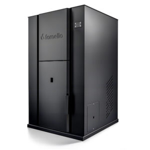 Centrala monobloc pe peleti Fornello Pellet King 35 kw complet echipata pentru incalzire, pompa, vas de expansiune, supapa de siguranta, automatizare, tiraj fortat, buncar peleti 80 kg, aprindere automata, Clasa energetica