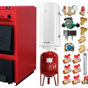 Pachet centrala pe combustibil solid Fornello T-PRO 35 kW, boiler, vas expansiune, fitinguri si accesorii de baza