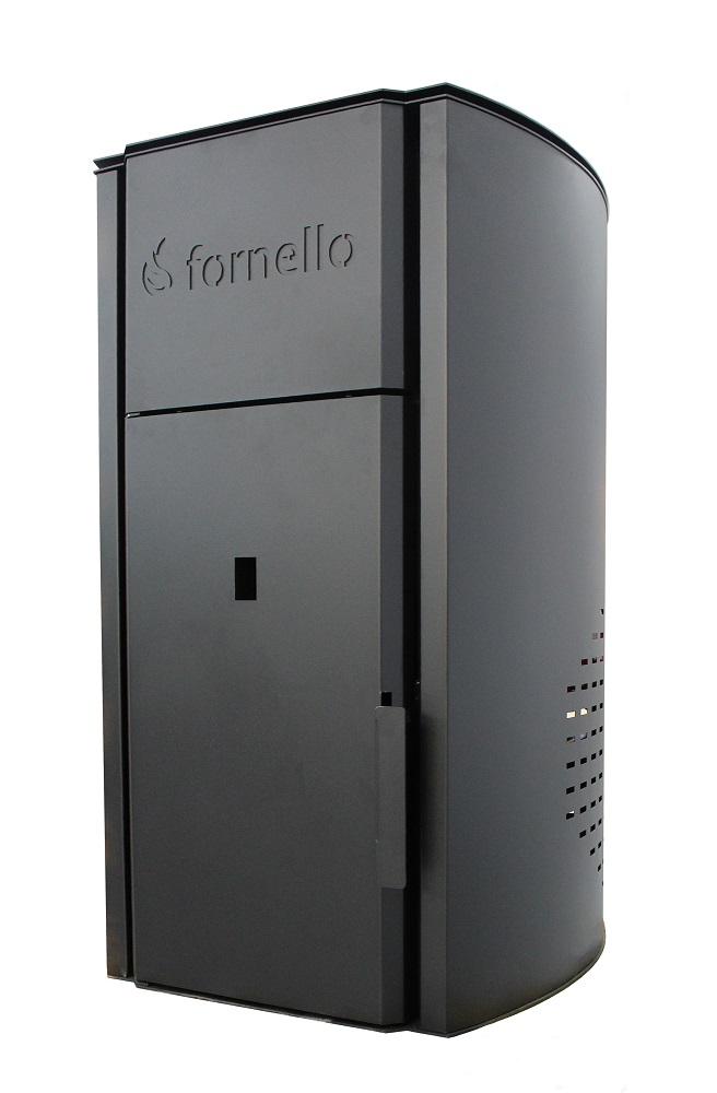 Centrala pe peleti Fornello Royal B 25 KW, pompa circulatie, vas expansiune, telecomanda, buncar tiraj fortat, recomandat pentru 160 mp, Negru