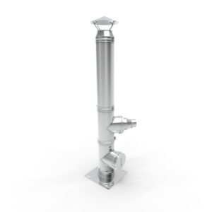 Cos de fum inox, Fornello dublu perete inox-inox, izolatie din vata bazaltica  40 mm, inaltime 5 metri, diametru  interior  120 mm, pentru  centrale pe lemn, carbune  si peleti, complet pentru montaj