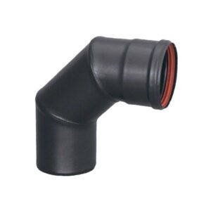 Cot pentru evacuare gaze arse, Fornello,   otel negru pentru centrale si termoseminee pe peleti, diametru 80 mm, etansare cu garnitura, 90 grade
