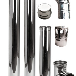 Kit de evacuare (cos de fum) Fornello, INOX, pentru centrale si termoseminee  pe peleti, diametru 100 mm, etansare  cu garnitura, complet pentru montaj, 2,5 metri lungime