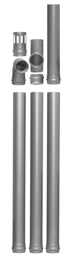 KIt de evacuare  (cos de fum), Fornello, otel negru 1,2 mm, pentru centrale si termoseminee  pe peleti, diametru 80  mm, etansare  cu garnitura, complet pentru montaj, 3,5 metri lungime
