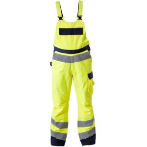 Pantalon reflectorizant cu pieptar / galben - xl