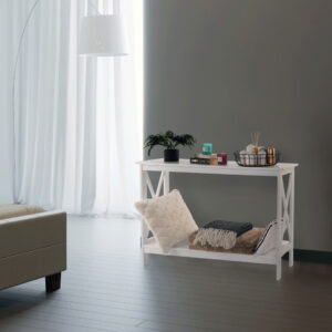 MAA604 - Masa toaleta, 120 cm, consola cosmetica machiaj masuta vanity make-up cu raft pentru hol - Alb