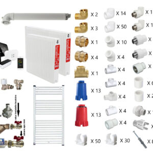 Pachet apartament cu o camera, Centrala termica in condensatie Vaillant ecoTEC Pure VUW 236/7-2, 23 kw, kit de evacuare, calorifere otel, termostat Salus IT 500, teava PPR si fitinguri montaj