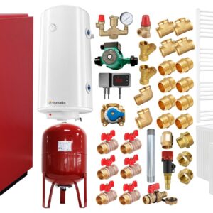 Pachet centrala pe combustibil solid Fornello T-PRO 40 kW, radiatoare otel, boiler, vas expansiune, fitinguri si accesorii de baza