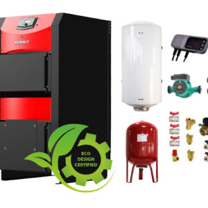 Pachet Centrala pe combustibil solid Sunsystem Burnit NWB PRIME 50 kW, boiler termoelectric, vas expansiune, pompa circulare, controller pompa, fitinguri montaj