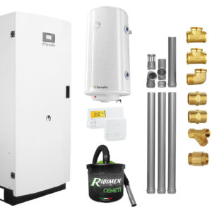 Pachet Centrala termica pe peleti Fornello GT 35 Standard, 35 KW, pompa circulatie, vas expansiune, boiler, kit evacuare, termostat, aspiratior, manometru, fitingurimontaj, curatare mecanica arzator si schimbator, A+