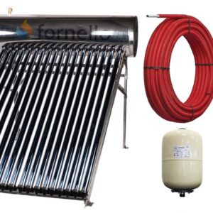 Pachet panou solar presurizat compact FORNELLO SPP-470-H58/1800-18-c cu 18 tuburi vidate de tip heat pipe si boiler din inox de 160 litri, Teava, Vas Expansiune si Fitinguri montaj