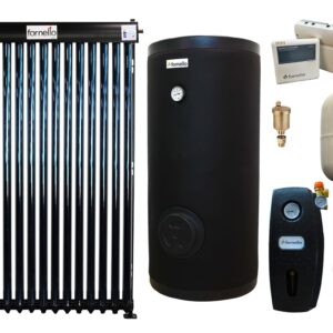 Pachet sistem solar presurizat, panou Fornello 15 Tuburi Heat Pipe, Grup pompare, Boiler cu 2 serpentine FORNELLO SOL 150 LT 2S, Controller, Vas expansiune, Aerisitor 1/2, Antigel