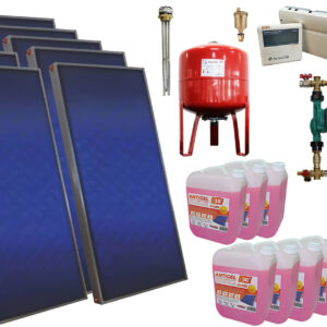Pachet sistem solar presurizat, 10 panouri solare plane Sunsystem PК SL FP 2.0, Boiler cu 2 serpentine Fornello SOL 1000 LT 2S, controller, vas expansiune, grup pompare, aerisitor 1/2, antigel
