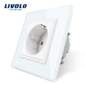 Priza simpla Livolo cu rama din sticla