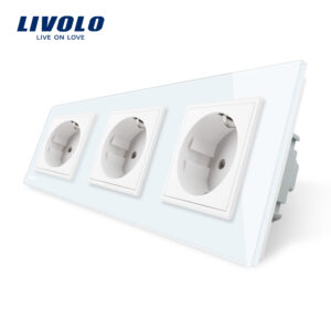 Priza tripla Livolo cu rama din sticla