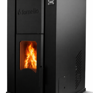 Termosemineu pe peleti Fornello Pellet King 35 kw complet echipata pentru incalzire, pompa , vas de expansiune ,supapa de siguranta, automatizare , tiraj fortat, buncar peleti 80 litri, aprindere automata, Clasa energetica A+
